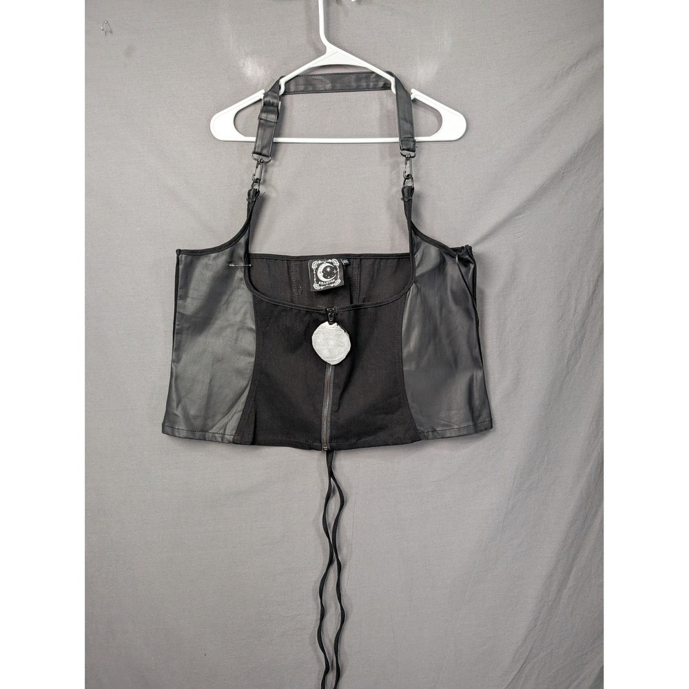 Killstar Womens Black Trim Pentagram Zip Halter Crop Top 4XL